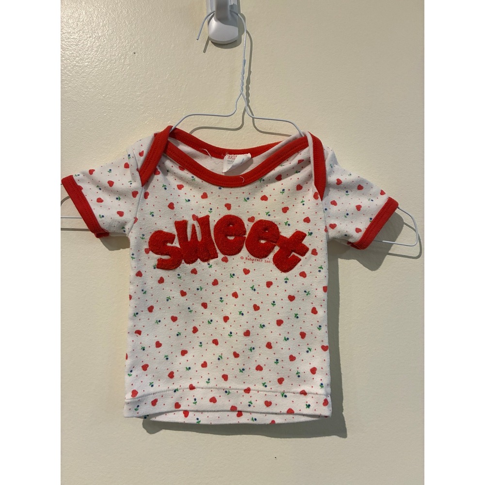 Vintage Babyfair Sweet Heart Tee White Red 0-6 Months Retro Kidcore